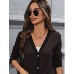 Kadın Uzun Kollu Cepli önden Düğmeli Uzun Modal Ceket , 29467