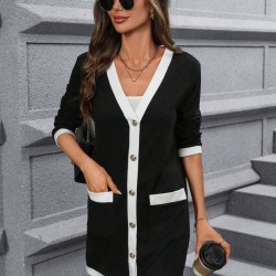 Kadın Uzun Kollu Cepli önden Düğmeli Uzun Modal Ceket , 29466