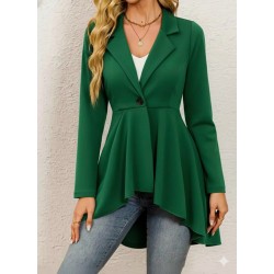 Kadın Uzun Kollu Yakalı önden Düğmeli Uzun Atlas Blazer Ceket, 29465