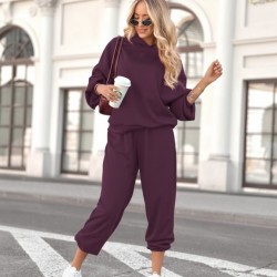 Kadın Uzun Kollu Kapşonlu Viskon Iki Iplik Bluz Ve Pantolon Ikili Takım , 29480