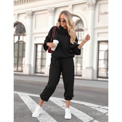 Kadın Uzun Kollu Kapşonlu Viskon Iki Iplik Bluz Ve Pantolon Ikili Takım , 29479