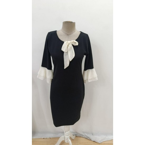 Kadın Truvakar Kollu Fiyonk Yakalı Midi Ithal Krep Elbise , 29411 Kadın Truvakar Kollu Fiyonk Yakalı Midi Ithal Krep Elbise , 29411