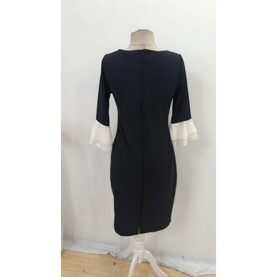 Kadın Truvakar Kollu Fiyonk Yakalı Midi Ithal Krep Elbise , 29411 Kadın Truvakar Kollu Fiyonk Yakalı Midi Ithal Krep Elbise , 29411