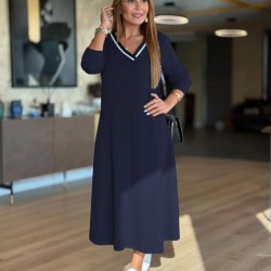 Kadın Uzun Kollu V Yakalı Midi Modal Elbise , 29486