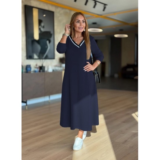 Kadın Uzun Kollu V Yakalı Midi Modal Elbise , 29486