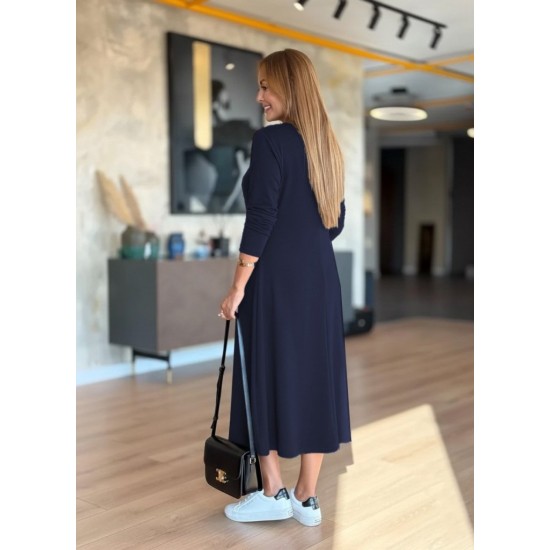 Kadın Uzun Kollu V Yakalı Midi Modal Elbise , 29486