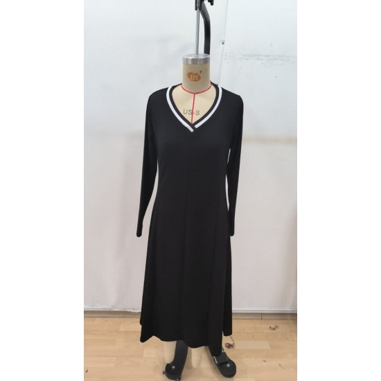 Kadın Uzun Kollu V Yakalı Midi Modal Elbise , 29485