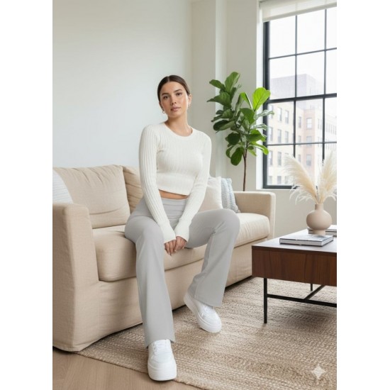 Kadın Yüksek Bel Ispanyol Paçalı Pantolon Tayt, 29491