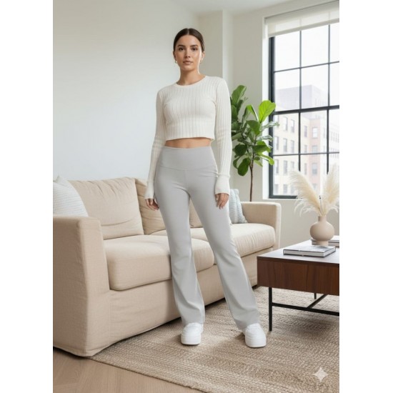 Kadın Yüksek Bel Ispanyol Paçalı Pantolon Tayt, 29491