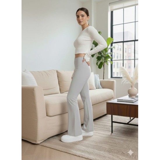Kadın Yüksek Bel Ispanyol Paçalı Pantolon Tayt, 29491
