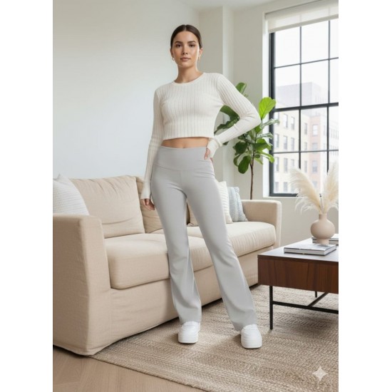 Kadın Yüksek Bel Ispanyol Paçalı Pantolon Tayt, 29491