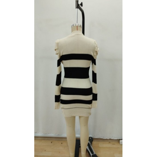 Kadın Uzun Kollu Yuvarlak Yaka Balon Omuz Kol Detaylı çok Renkli Mini Elbise , 29488