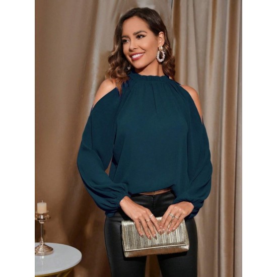 Kadın Uzun Kollu Omuzlardan Açık Sandy Bluz, 29507