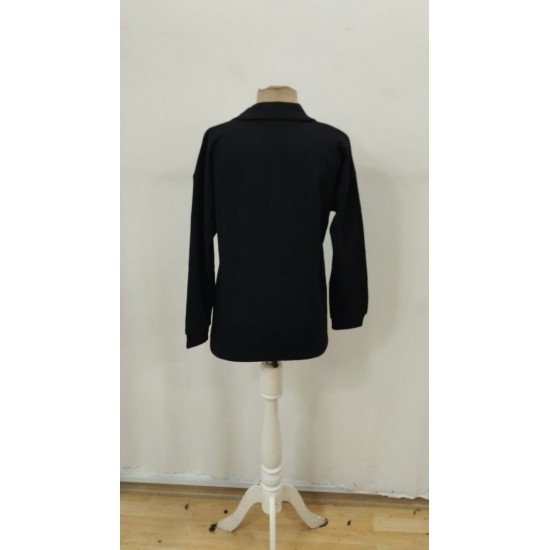 Kadın Uzun Kollu Yakalı Düğmeli Salaş Waffle Bluz , 29513