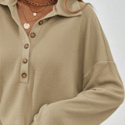 Kadın Uzun Kollu Yakalı Düğmeli Salaş Waffle Bluz , 29511 Kadın Uzun Kollu Yakalı Düğmeli Salaş Waffle Bluz , 29511