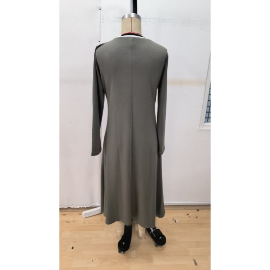 Kadın Uzun Kollu V Yakalı Midi çağla Yeşili Modal Elbise , 29517