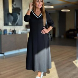 Kadın Uzun Kollu V Yakalı Midi Modal Elbise , 29516