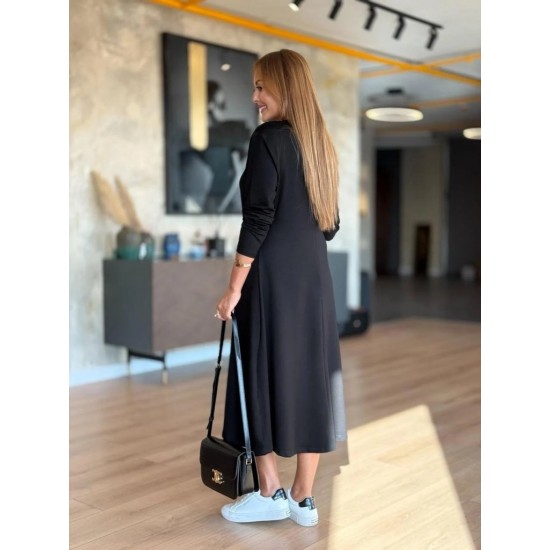 Kadın Uzun Kollu V Yakalı Midi Modal Elbise , 29516