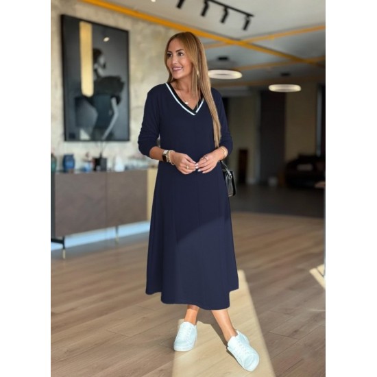Kadın Uzun Kollu V Yakalı Midi Modal Elbise , 29515