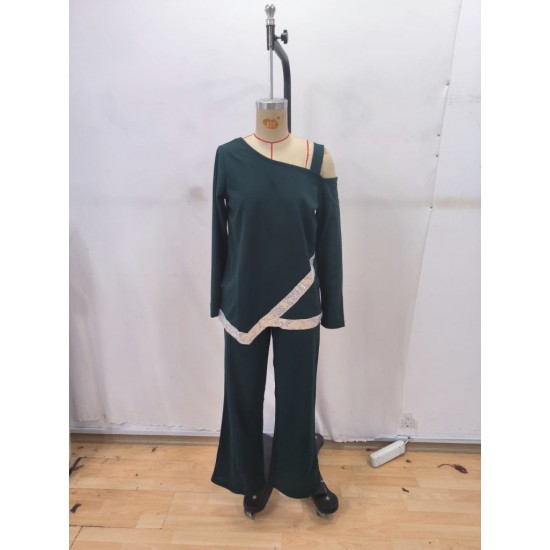 Kadın Tek Omuzdan Açık Uzun Kollu önü Pulpayet Ithal Krep Bluz Ve Pantolon, 29534 Kadın Tek Omuzdan Açık Uzun Kollu önü Pulpayet Ithal Krep Bluz Ve Pantolon, 29534