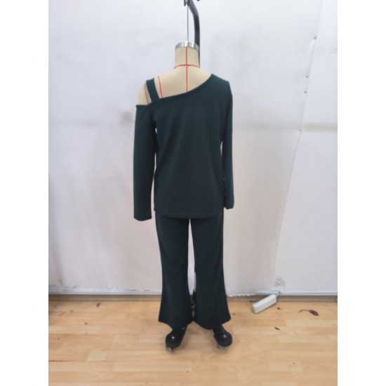 Kadın Tek Omuzdan Açık Uzun Kollu önü Pulpayet Ithal Krep Bluz Ve Pantolon, 29534 Kadın Tek Omuzdan Açık Uzun Kollu önü Pulpayet Ithal Krep Bluz Ve Pantolon, 29534