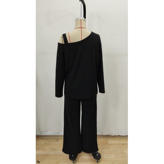 Kadın Tek Omuzdan Açık Uzun Kollu önü Pulpayet Ithal Krep Bluz Ve Pantolon , 29533 Kadın Tek Omuzdan Açık Uzun Kollu önü Pulpayet Ithal Krep Bluz Ve Pantolon , 29533