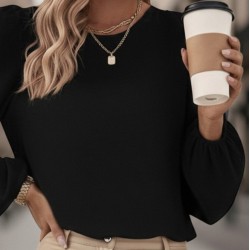 Kadın Uzun Kollu Yuvarlak Yaka Arkadan Bağcıklı Salaş Ithal Krep Bluz, 29526 Kadın Uzun Kollu Yuvarlak Yaka Arkadan Bağcıklı Salaş Ithal Krep Bluz, 29526