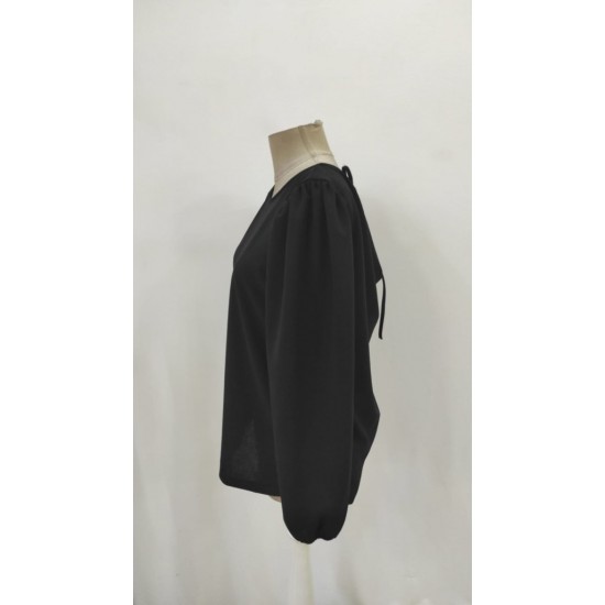 Kadın Uzun Kollu Yuvarlak Yaka Arkadan Bağcıklı Salaş Ithal Krep Bluz, 29526 Kadın Uzun Kollu Yuvarlak Yaka Arkadan Bağcıklı Salaş Ithal Krep Bluz, 29526