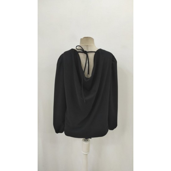 Kadın Uzun Kollu Yuvarlak Yaka Arkadan Bağcıklı Salaş Ithal Krep Bluz, 29526 Kadın Uzun Kollu Yuvarlak Yaka Arkadan Bağcıklı Salaş Ithal Krep Bluz, 29526