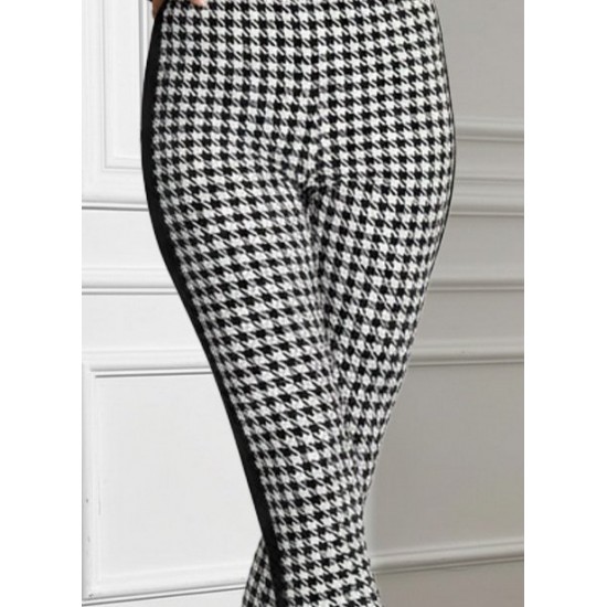 Kadın Yüksek Bel Kaz Ayağı Desenli Yanları şeritli Dalgıç Pantolon , 29525 Kadın Yüksek Bel Kaz Ayağı Desenli Yanları şeritli Dalgıç Pantolon , 29525