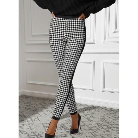 Kadın Yüksek Bel Kaz Ayağı Desenli Yanları şeritli Dalgıç Pantolon , 29525 Kadın Yüksek Bel Kaz Ayağı Desenli Yanları şeritli Dalgıç Pantolon , 29525