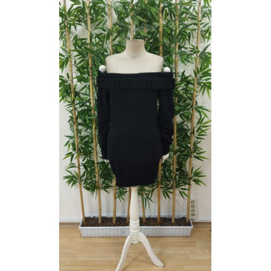 Kadın Uzun Kollu Omuzlardan Açık Kısa şardonlu Triko Elbise , 29523 Kadın Uzun Kollu Omuzlardan Açık Kısa şardonlu Triko Elbise , 29523