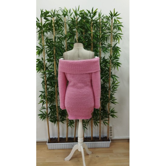 Kadın Uzun Kollu Omuzlardan Açık Kısa şardonlu Triko Elbise , 29522