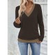 Kadın Uzun Kollu V Yakalı Yandan Düğmeli Yün Viskon Bluz, 29521