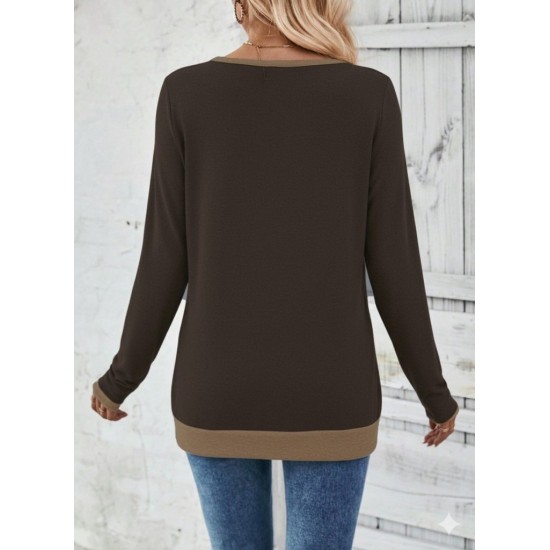 Kadın Uzun Kollu V Yakalı Yandan Düğmeli Yün Viskon Bluz, 29521