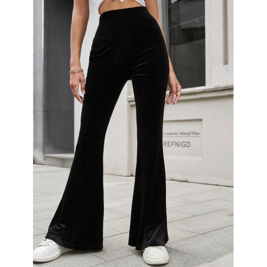 Kadın Yüksek Bel Paçaya Doğru Genişleyen Kadife Pantolon , 29544