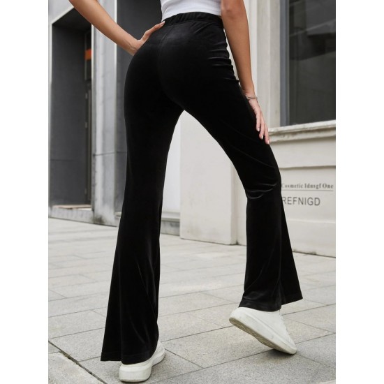 Kadın Yüksek Bel Paçaya Doğru Genişleyen Kadife Pantolon , 29544