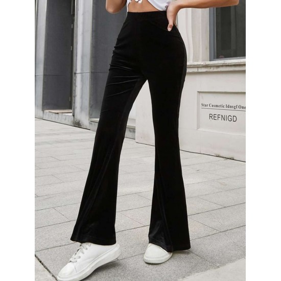 Kadın Yüksek Bel Paçaya Doğru Genişleyen Kadife Pantolon , 29544