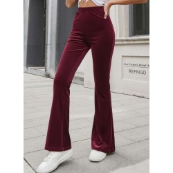 Kadın Yüksek Bel Paçaya Doğru Genişleyen Kadife Pantolon , 29543