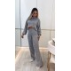 Kadın Uzun Kollu Balıkçı Yaka Kısa Triko Bluz Ve Pantolon Ikili Takım, 29541