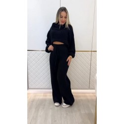 Kadın Uzun Kollu Balıkçı Yaka Kısa Triko Bluz Ve Pantolon Ikili Takım , 29540