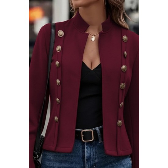 Kadın Uzun Kollu Hakim Yaka Yanlardan Düğmeli Kısa Süet Ceket, 29561