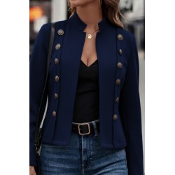 Kadın Uzun Kollu Hakim Yaka Yanlardan Düğmeli Kısa Süet Ceket, 29560