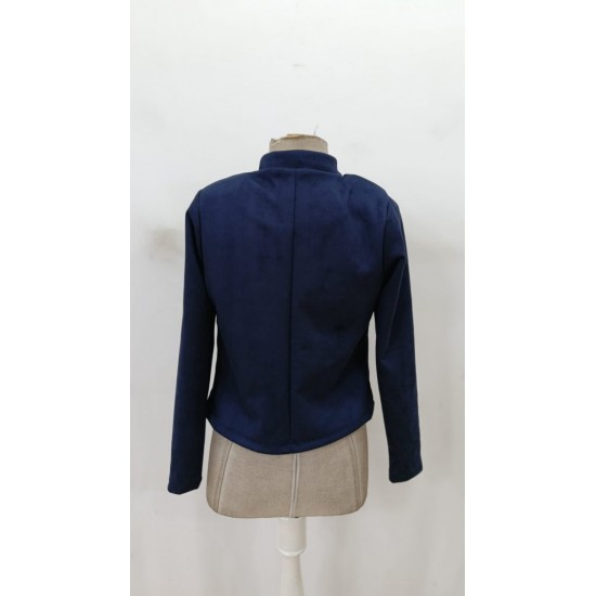 Kadın Uzun Kollu Hakim Yaka Yanlardan Düğmeli Kısa Süet Ceket, 29560