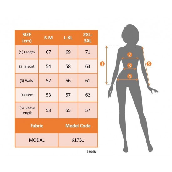Kadın Uzun Kollu Bisiklet Yaka Desenli Modal Bluz , 29567