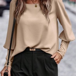 Kadın Uzun Kollu Yuvarlak Yakalı Düğmeli Ithal Krep Bluz, 29575 Kadın Uzun Kollu Yuvarlak Yakalı Düğmeli Ithal Krep Bluz, 29575