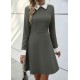 Kadın Uzun Kollu Yakalı Düğmeli çağla Yeşili Modal Mini Elbise , 29570