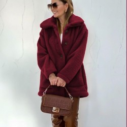 Kadın Uzun Kollu Yakalı önden Düğmeli Welsoft Kaban , 29581