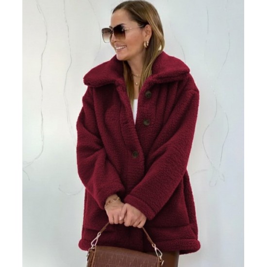 Kadın Uzun Kollu Yakalı önden Düğmeli Welsoft Kaban , 29581