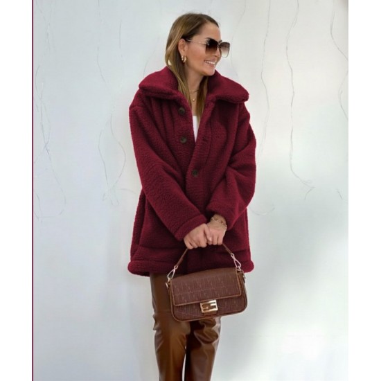 Kadın Uzun Kollu Yakalı önden Düğmeli Welsoft Kaban , 29581